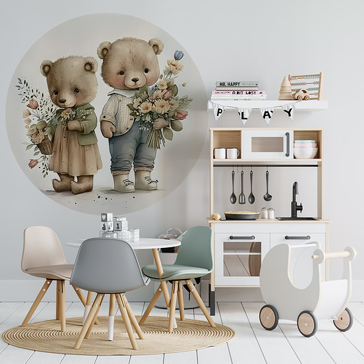 Naklejka ścienna Misie ogrodnicy