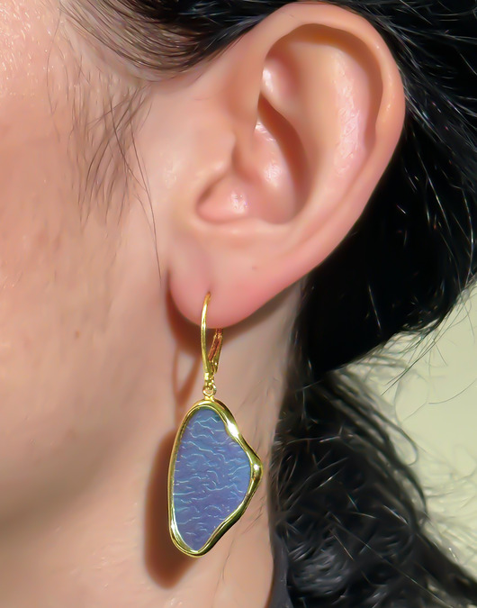 Kolczyki srebrne pozłacane z tytanem- kolor jeans