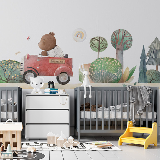 Naklejka Retro-wyścig miś marzyciel