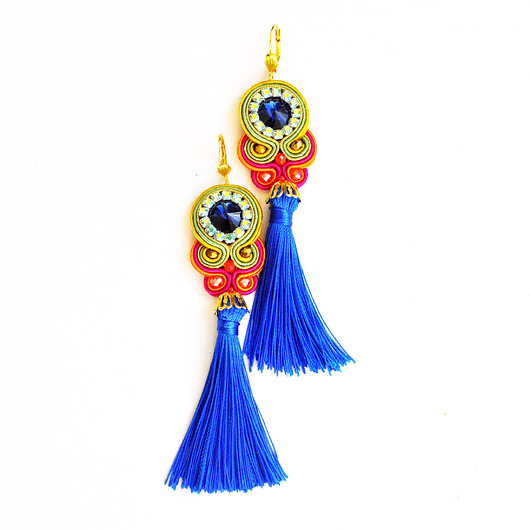 Sutaszowe kolczyki SAPHIR z CHWOSTAMI