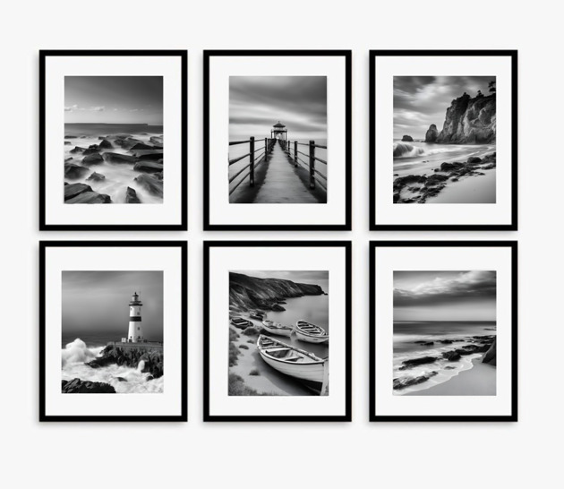 Czarno białe fotografie nadmorski krajobraz plakaty