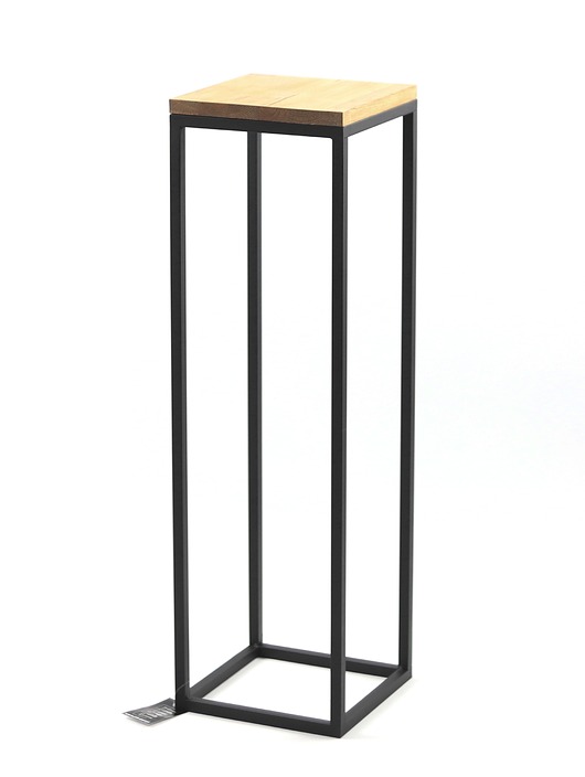 Kwietnik Metalowy Drewno TAVOLO 80cm czarny loft