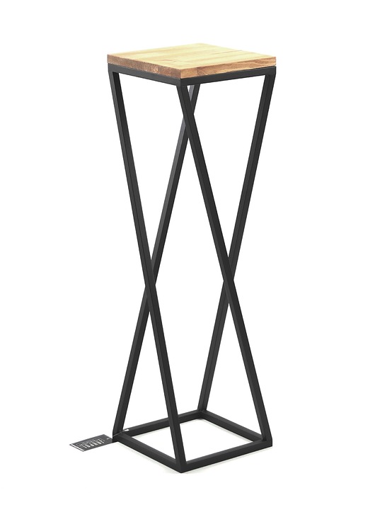Kwietnik Metalowy Drewno TAVOLO 80cm czarny loft
