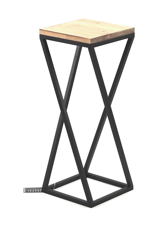 Kwietnik Metalowy Drewno TAVOLO 60cm czarny loft