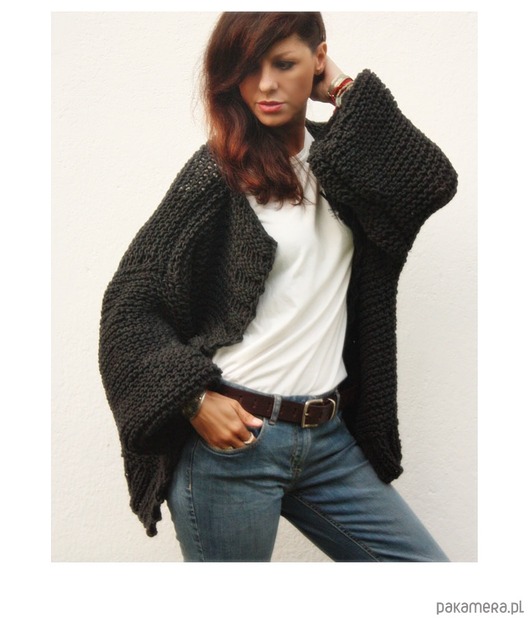 Grafitowy kardigan oversized merino bulky