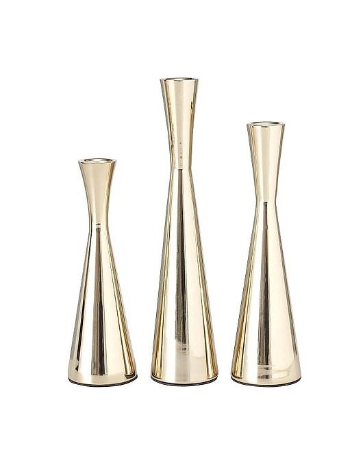 Świecznik Metalowy 3 szt. Komplet Gold