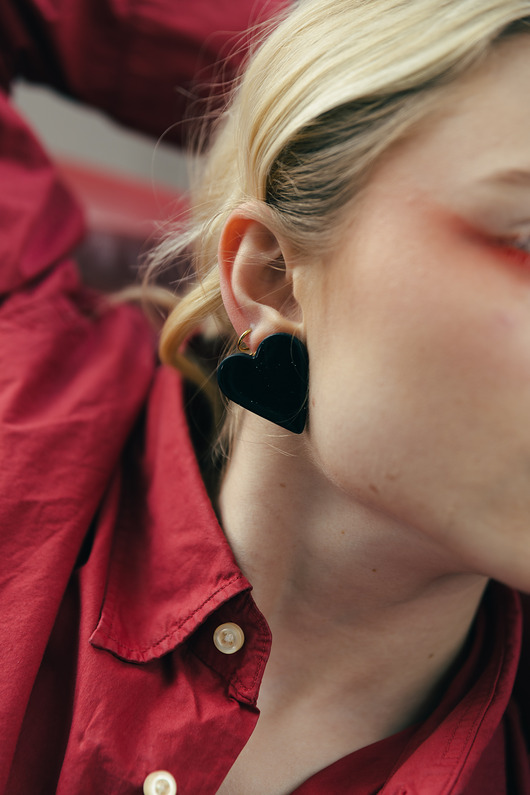 Kolczyki Serca czarne