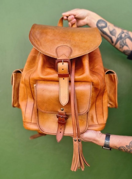 Plecak skórzany ręcznie robiony Viajero Duży na weekend w góry