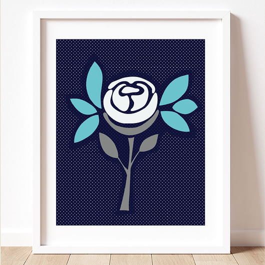 Minimalistyczny plakat dekoracyjny, biała róża