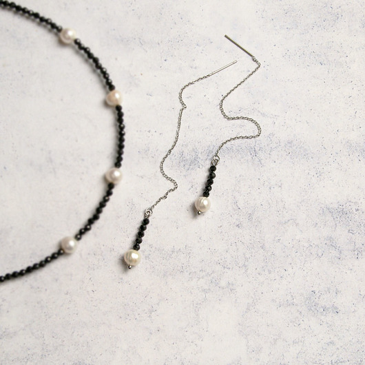 Kolczyki spinel & perły - delikatne