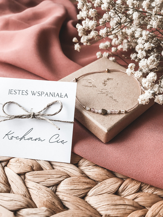 Bransoletka Lovely, kwarc różowy, prezent Walentynki