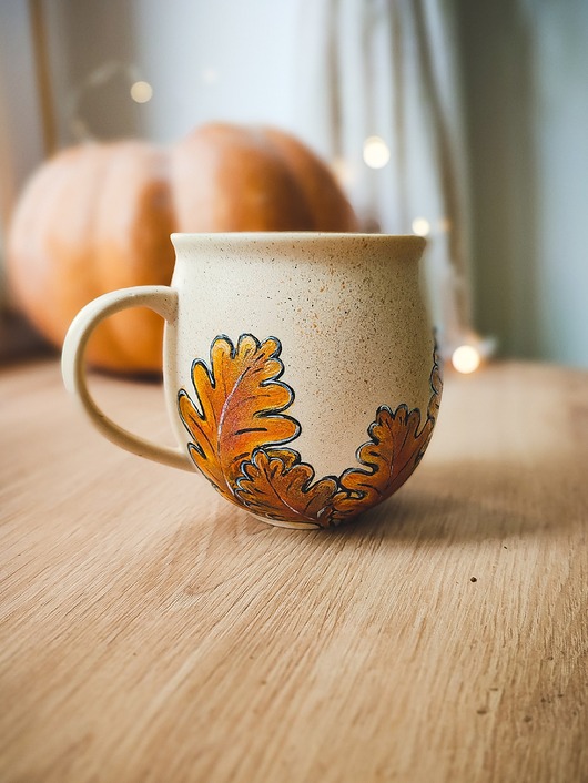 Kubek baryłka złote liście