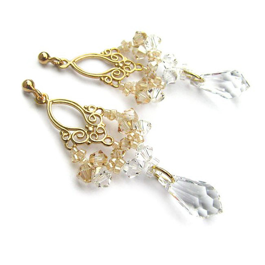 Pozłacane kolczyki Lacey - kryształy Swarovskiego