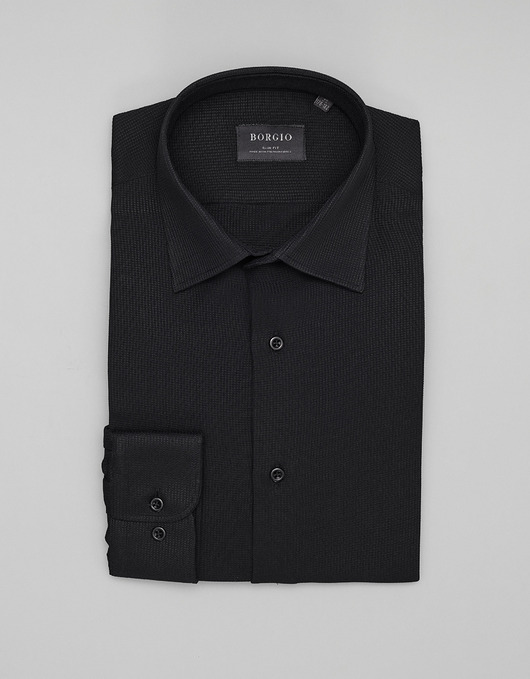 Koszula męska licodia 00460 długi rękaw czarny slim fit