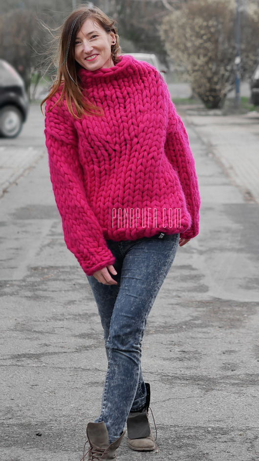 100% wełna Sweter na drutach oversize