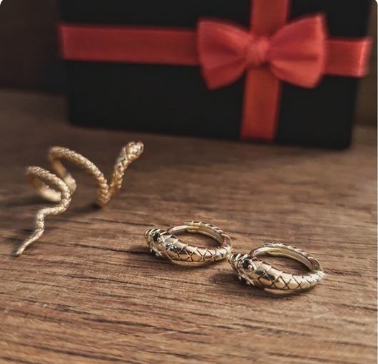 Żmijki boho kolczyki plus nausznica