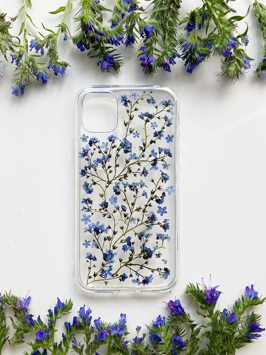 Etui na telefon niezapominajkowa plecionka