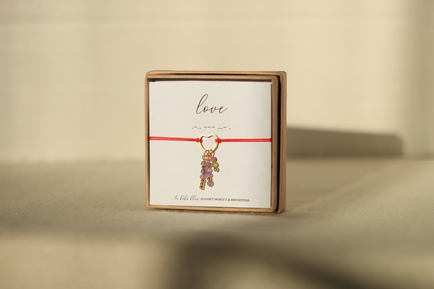 LOVE - Alfabet Morse'a - Kamienie urodzeniowe Birthstones
