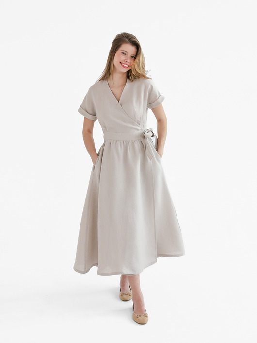 Lniana sukienka jasmine almond milk