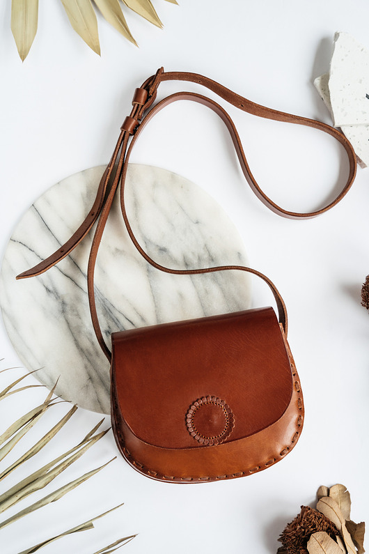 Torebka skórzana ręcznie robiona góralska Annita mała skóra naturalna