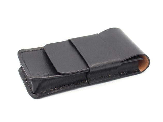 Skórzane etui na 3 długopisy i pióra czarne - skóra naturalna