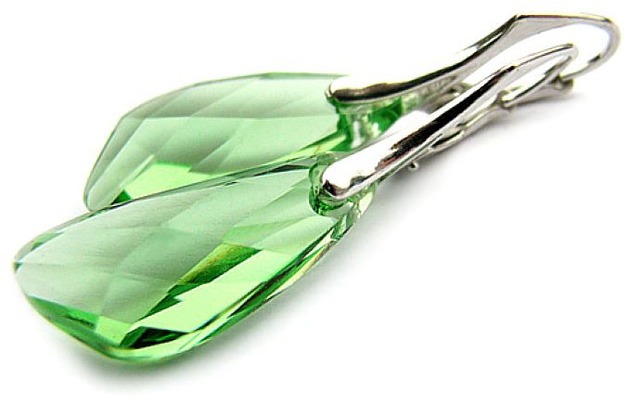Kolczyki z kryształami Swarovski - Peridot Wing