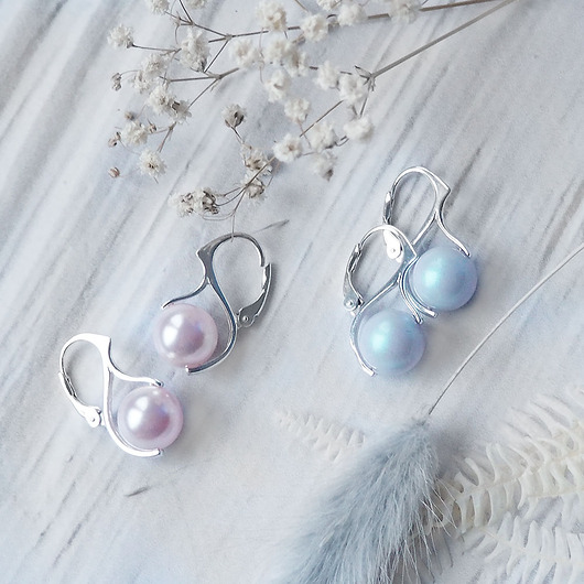 DWIE PARY KOLCZYKÓW Z PERŁAMI, srebro i perły Swarovski