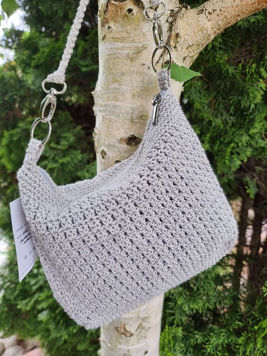 Torebka w stylu boho z bawełny farbowanej roślinami Gray