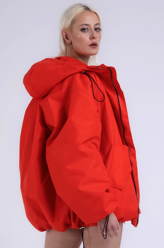 Kurtka bomber hoodie oversize red