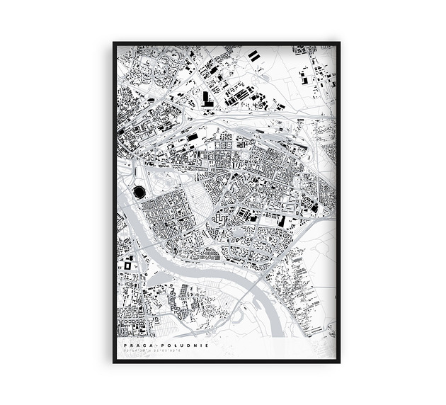 Plakat Mapa Pragi-Południe, dzielnice Warszawy