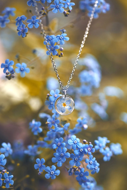 Naszyjnik kółeczko z niezapominajką
