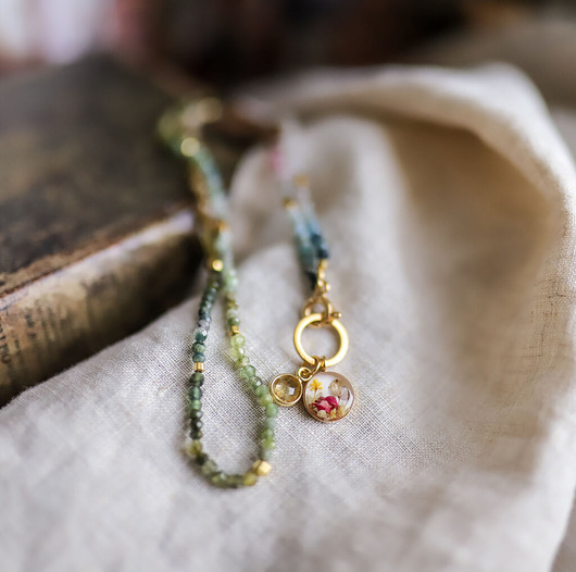 Naszyjnik kwiaty Cytryn & Turmalin