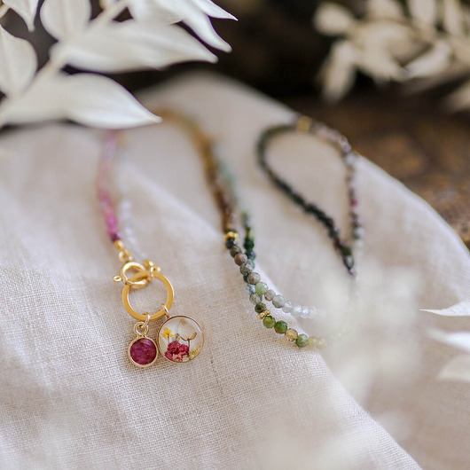 Naszyjnik kwiaty Rubin & Turmalin