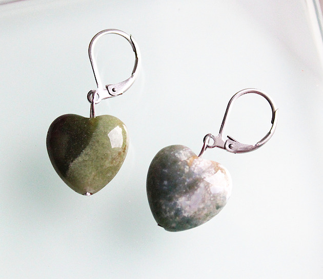 Kolczyki serca Agat Indyjski