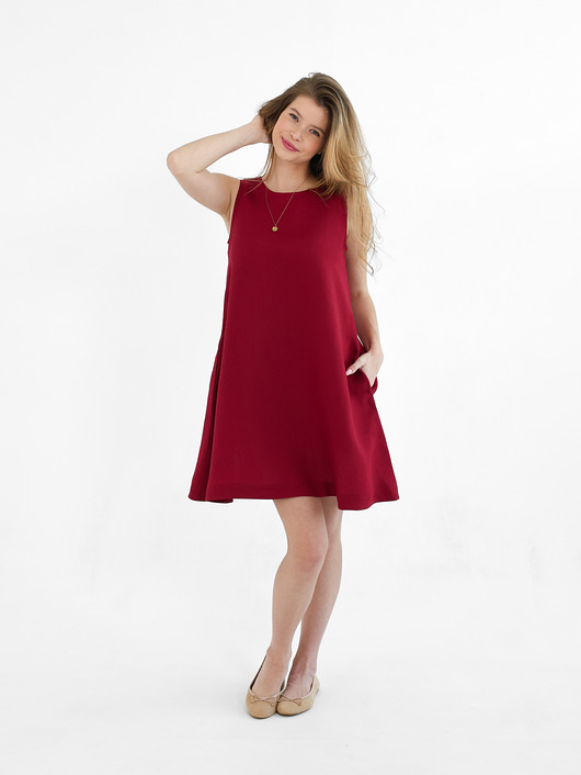 Lniana sukienka dahlia red wine