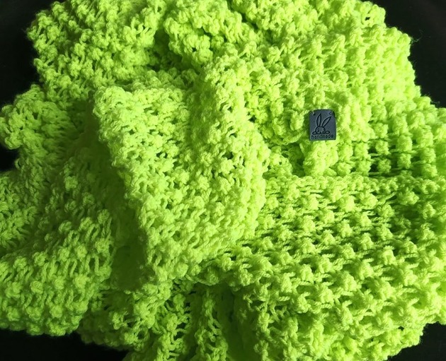 Chusta Limonkowy Neonowy Popcorn bardzo duża