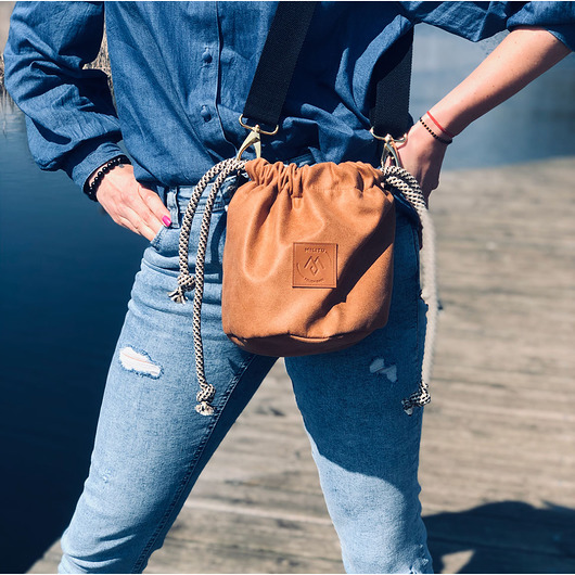 Mała torba worek Mili Bucket Bag - camel beż