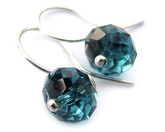 Kolczyki - Indicolite Rondelles - Kryształy Swarovski