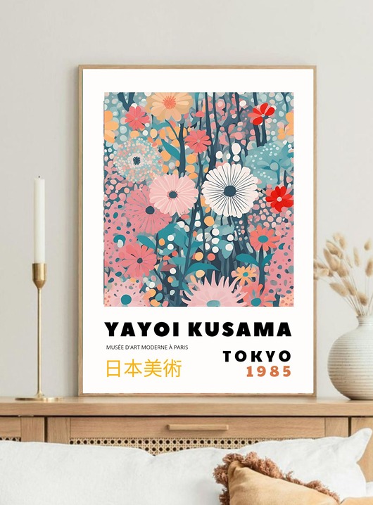 PLAKAT dekoracyjny , maki Yayoi Kusama, wystawowy, kwiaty