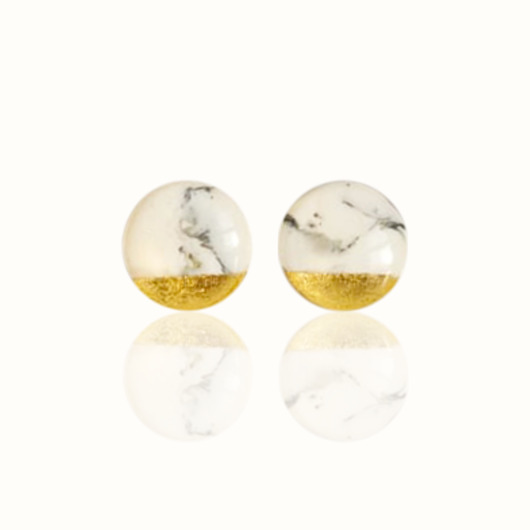 Marmurkowy Wzór Kolczyki 24 K Złoto Srebro 925