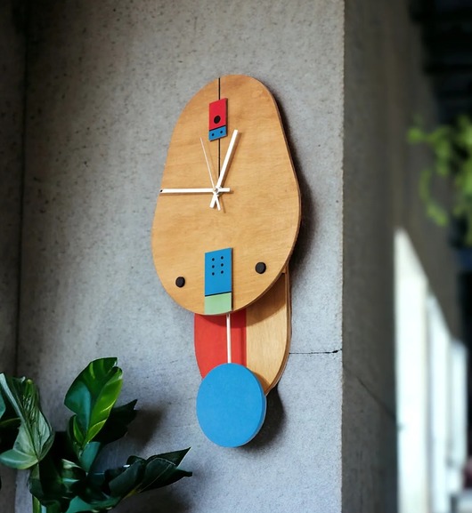 Nowoczesny Drewniany Zegar ścienny z wahadłem