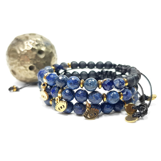 Lapis lazuli, sodalit, dumortieryt / trzecie oko / bransoletka