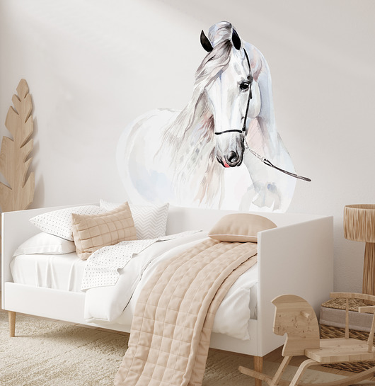 Pastelowy Koń akwarela - Naklejka na ścianę, naklejka ścienna