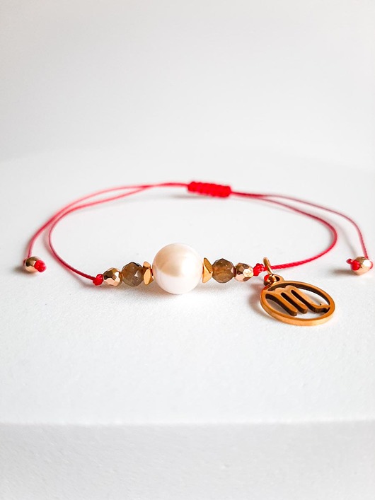 Bransoletka Zodiakalna Skorpion Big Pearl z Zawieszką