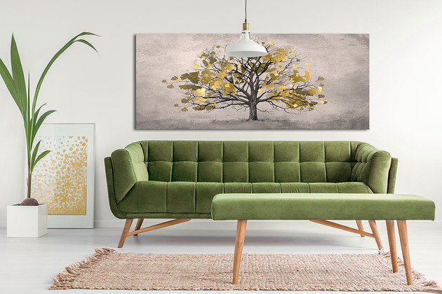 Obraz na płotnie Drzewo w beżach- 147x60