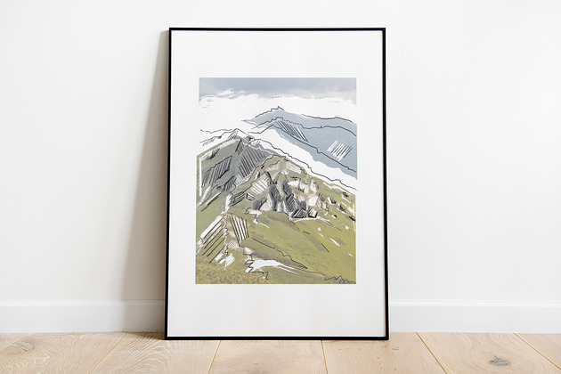 Plakat grafika z serii Tatry wysokie góry natura wspinaczka