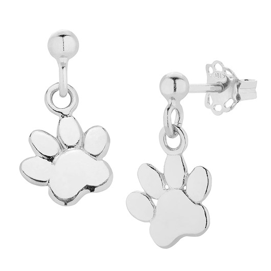 Kolczyki srebrne z psią łapką