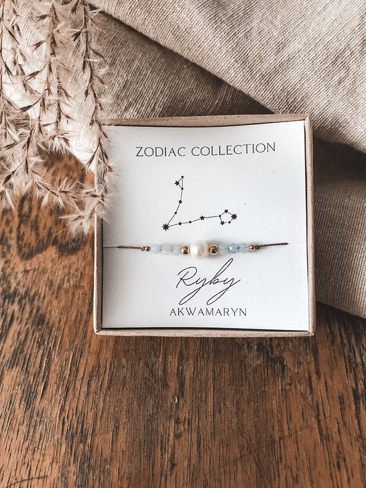 Bransoletka znak zodiaku Ryby akwamaryn