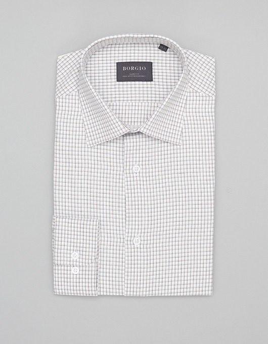 Koszula w kratkę matera 00456 długi rękaw beżowy slim fit