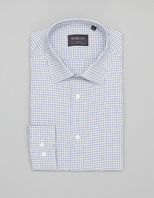 Koszula w kratkę matera 00454 długi rękaw granatowy slim fit
